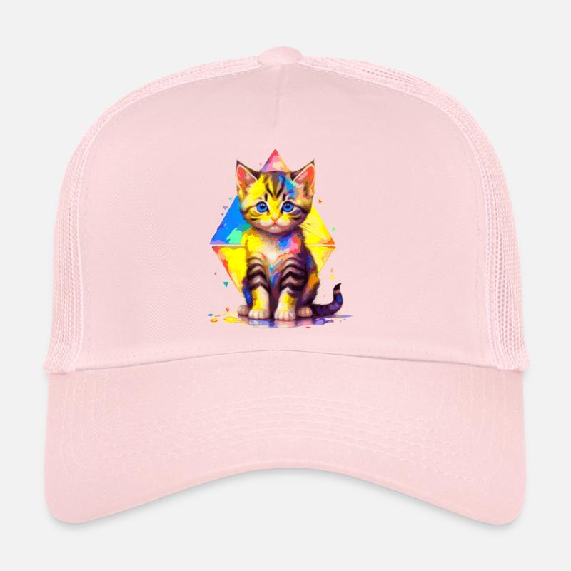 Regenbogen-Kätzchen - mit Geometrien bemalt Trucker Cap