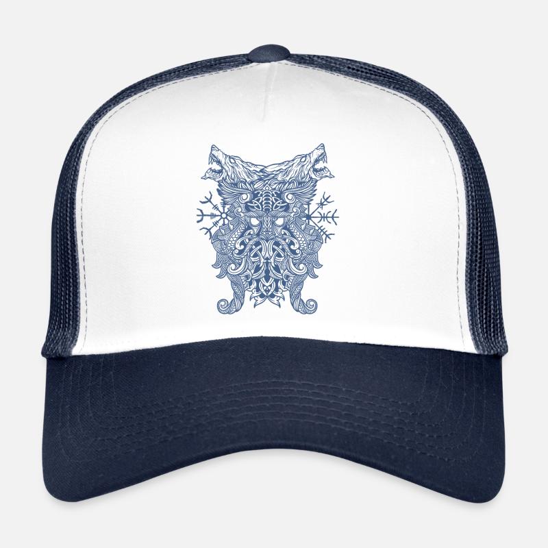 Odin Thor Wikingerkompass Vegvisir Runen Wölfe Trucker Cap