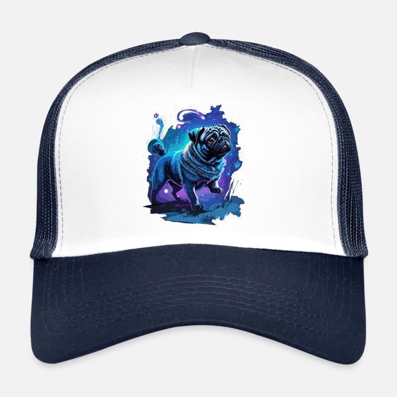 Carlin mignon Art des chiens enchanteurs - Casquette trucker  - blanc/marine