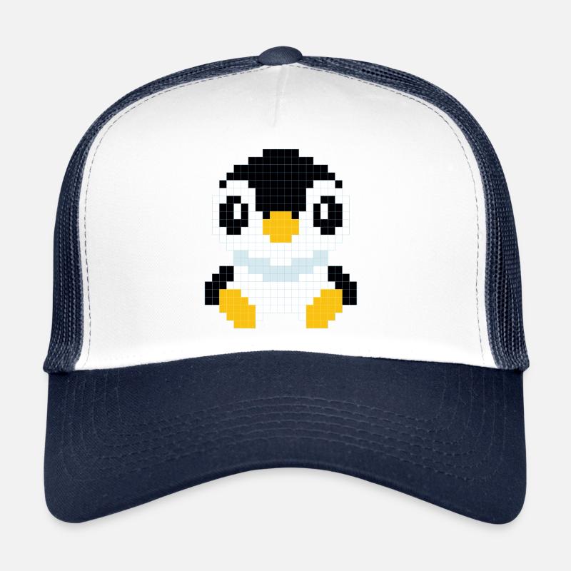Un pingouin pixé - Casquette trucker - blanc/marine
