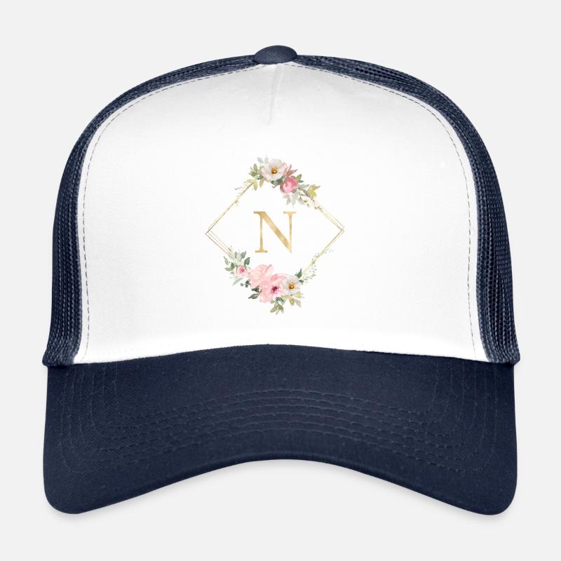 Monogramme personnalisable N Pastel Floral Casquette trucker 