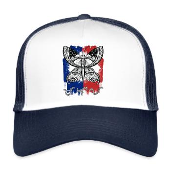 Tribal Art Butterfly/Baybayin word Malaya (Freely) - Trucker Cap - Weiß/Navy - Vorne