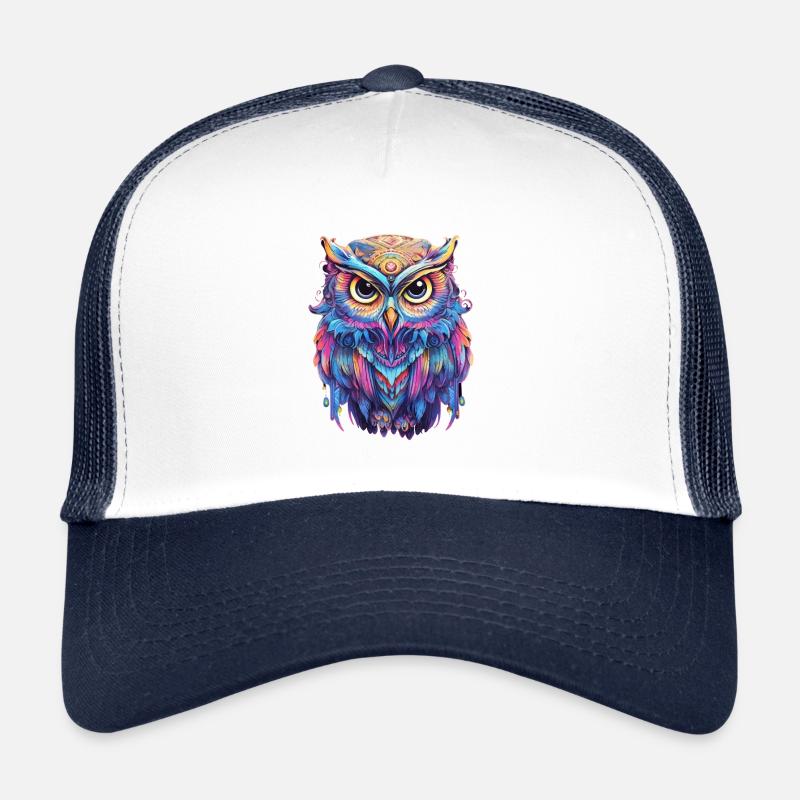 Luminous Nocturne: Holographic Owl Splendor Trucker Cap