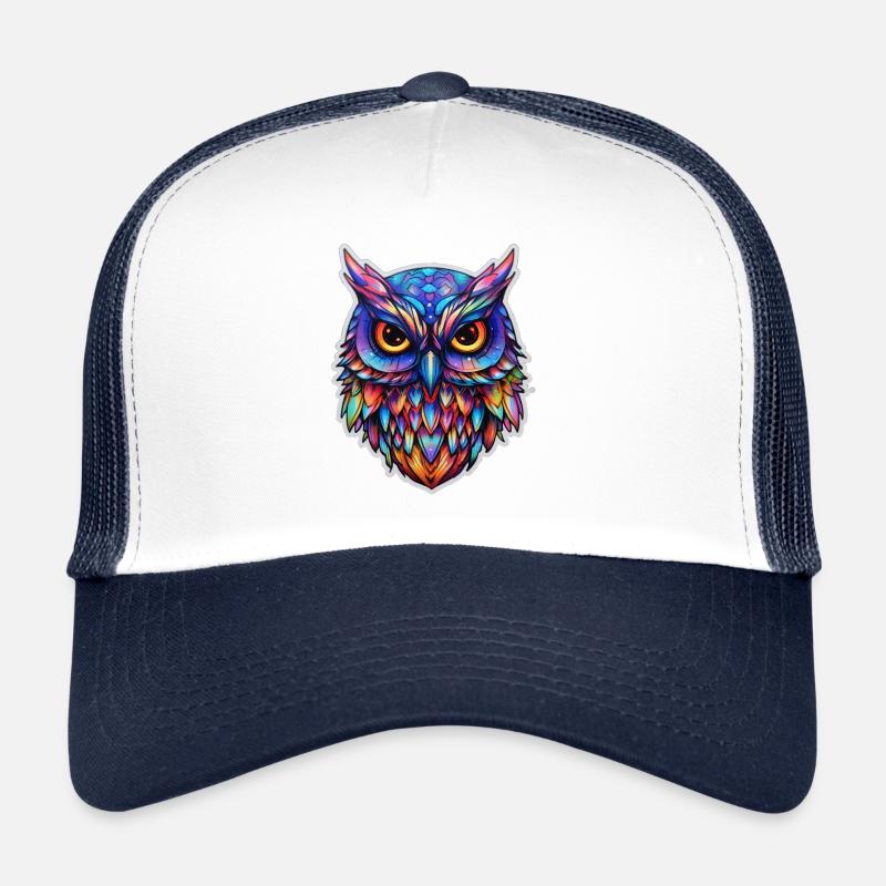 Luminous Nocturne: Splendeur holographique du hibou Casquette trucker 