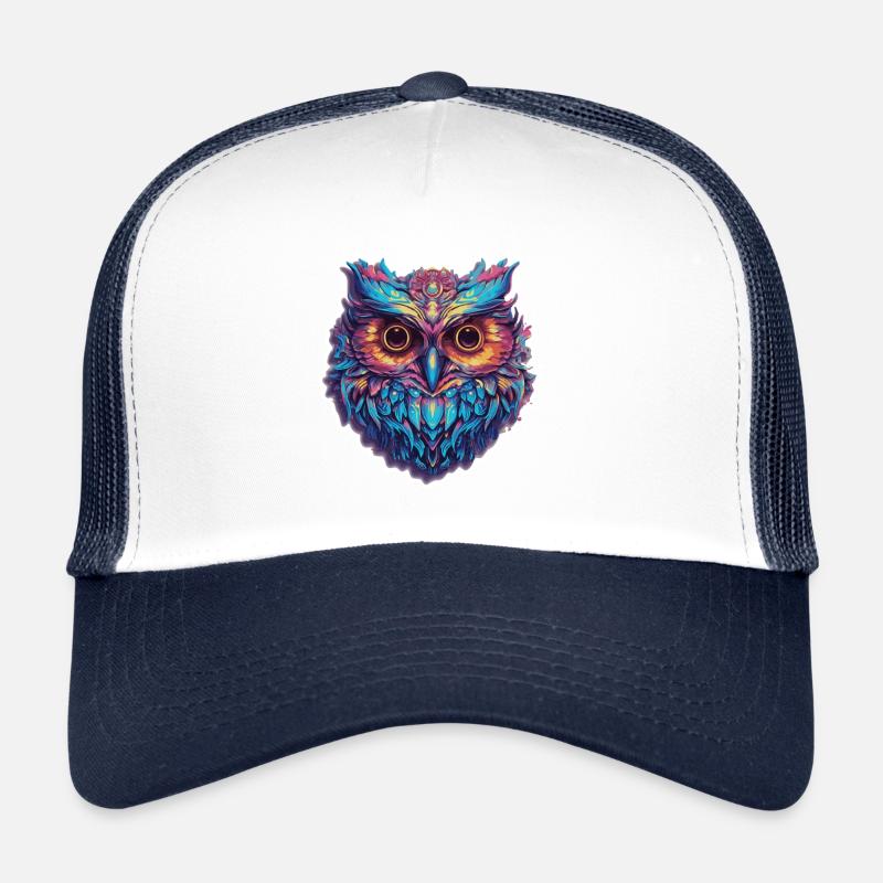 Luminous Nocturne: Splendeur holographique du hibou Casquette trucker 