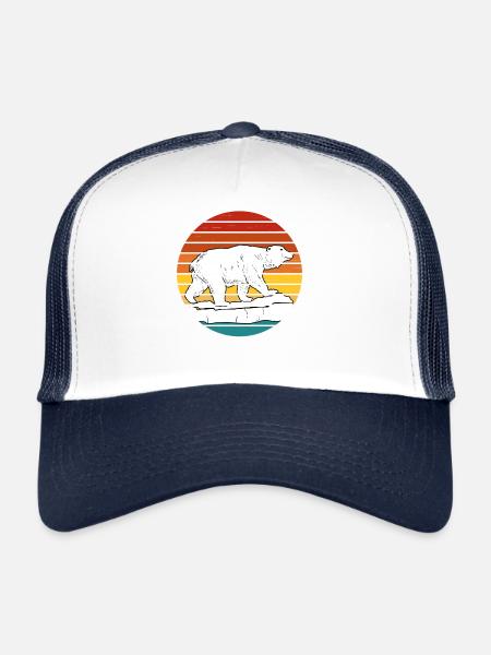 Vintage Retro Polar Bear - Trucker Cap - white/navy - Front