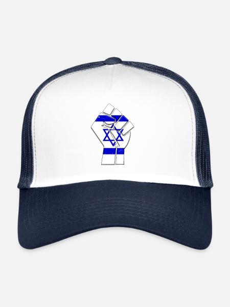 Drapeau d’Israël Famille autochtone de la fierté du pays israélien - Casquette trucker  - blanc/marine - Devant