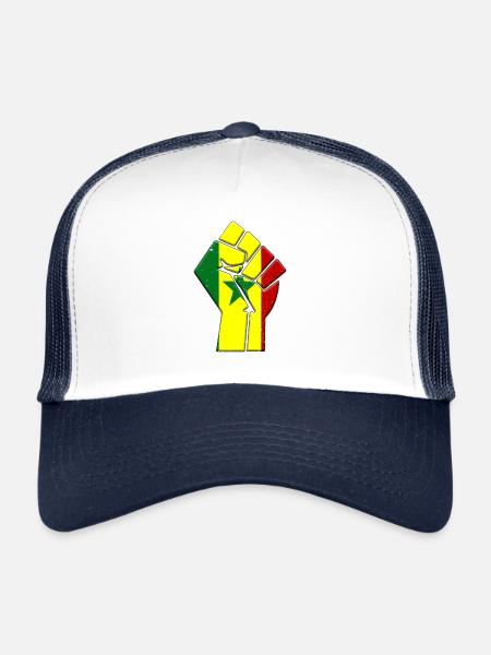 Drapeau du Sénégal Pays Sénégalais Fierté Natif - Casquette trucker  - blanc/marine - Devant