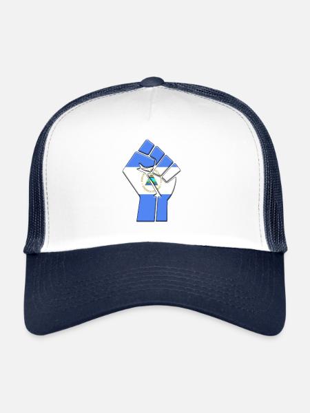 Drapeau du Nicaragua Pays nicaraguayen Fierté Natif - Casquette trucker  - blanc/marine - Devant
