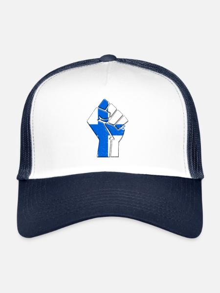 Finlande Drapeau Pays finlandais Fierté Famille autochtone - Casquette trucker  - blanc/marine - Devant