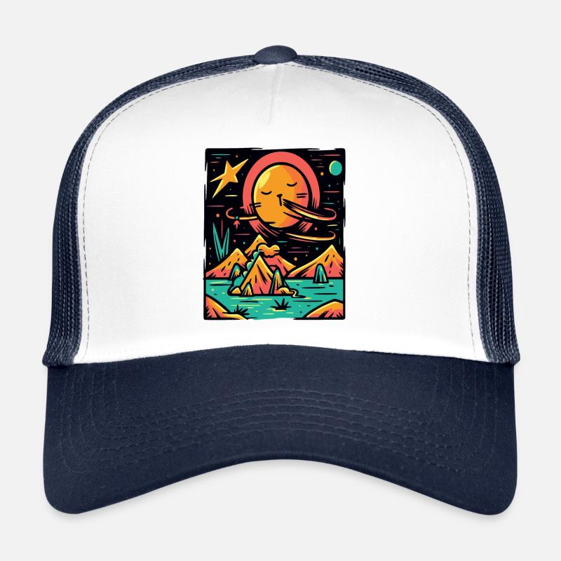 Couleurs Pop Colorées Univers Planète et Chat Casquette trucker 