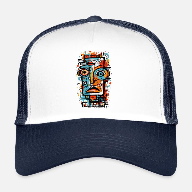 Die abstrakte Kunst abstrakter Gesichter - Trucker Cap - Weiß/Navy