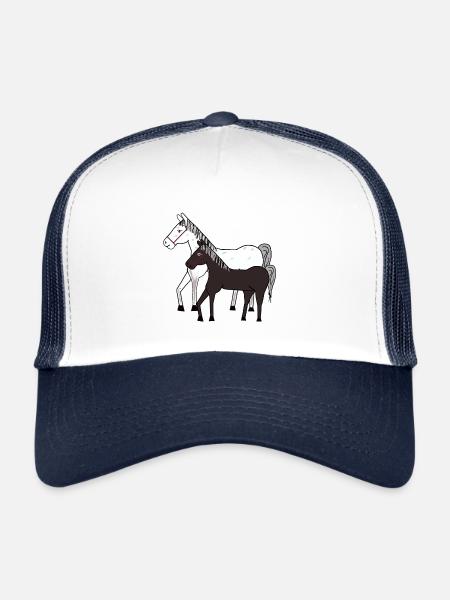 Chevaux, Cheval, Poney, Cheval Fou, Enfants, Poney Ferme, Équitation - Casquette trucker  - blanc/marine - Devant