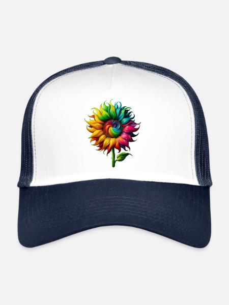 Rainbow Sunflower - Trucker Cap - white/navy - Front