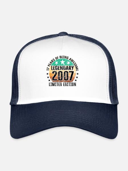 17 Years of being awesome Vintage 2007 Geburtstag - Trucker Cap - Weiß/Navy - Vorne