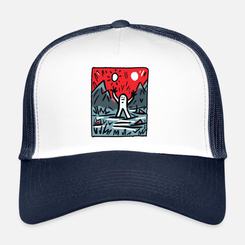 Sun Worshipper Funny Cartoon Creature Says Hello Trucker Cap