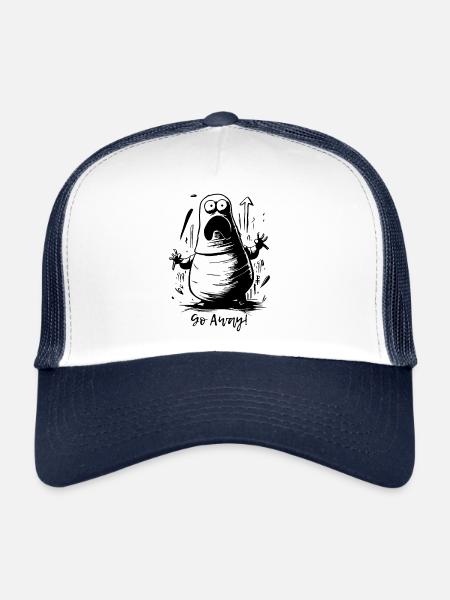 Scared, funny, chubby monster, go away - Trucker Cap - white/navy - Front