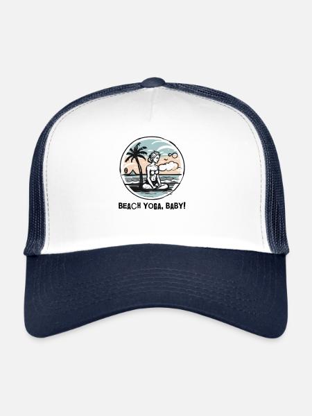 C’est le yoga de plage, bébé - Casquette trucker  - blanc/marine - Devant