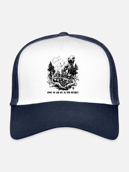 Analyse de Rorschach : les vététistes sur les montagnes monstrueuses - Casquette trucker  - blanc/marine - Devant