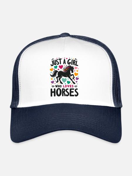 Cadeau d’amant de cheval juste une fille qui aime les chevaux - Casquette trucker  - blanc/marine - Devant
