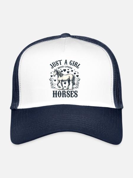 Cadeau d’amant de cheval juste une fille qui aime les chevaux - Casquette trucker  - blanc/marine - Devant