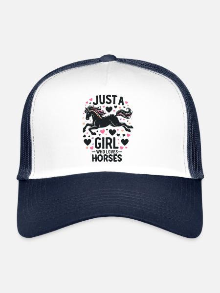 Cadeau d’amant de cheval juste une fille qui aime les chevaux - Casquette trucker  - blanc/marine - Devant