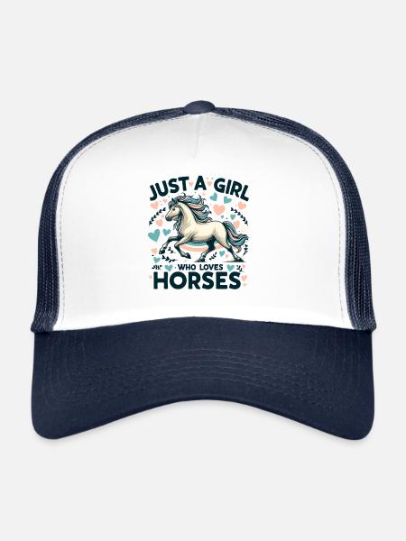 Cadeau d’amant de cheval juste une fille qui aime les chevaux - Casquette trucker  - blanc/marine - Devant