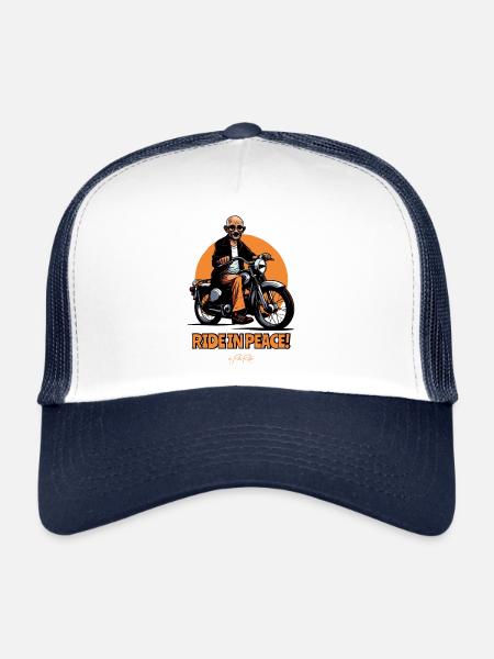 Roulez en toute tranquillité, motard - Casquette trucker  - blanc/marine - Devant