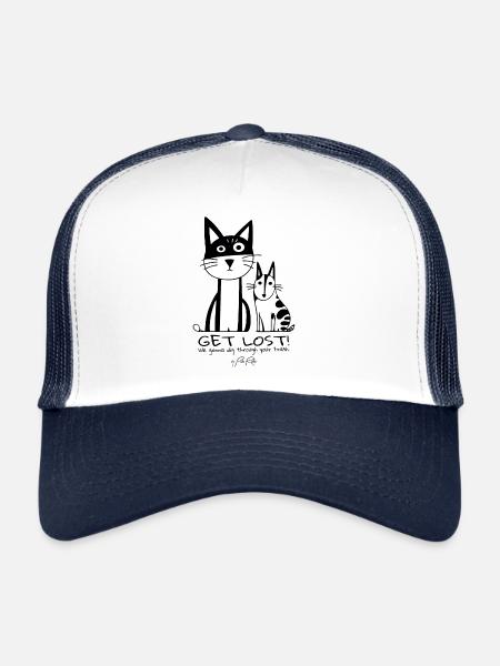 Katze und Hund, hau ab wir durchwühlen deinen Müll - Trucker Cap - Weiß/Navy - Vorne