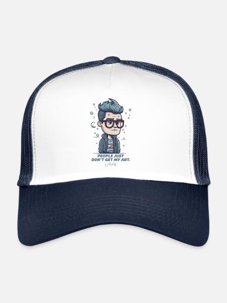 Sad artist, people don't understand art - Trucker Cap - white/navy - Front