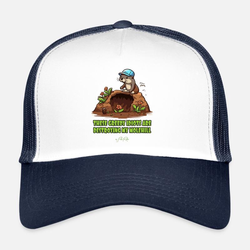 Der umweltbewußte Maulwurf Gärtner - Trucker Cap - Weiß/Navy