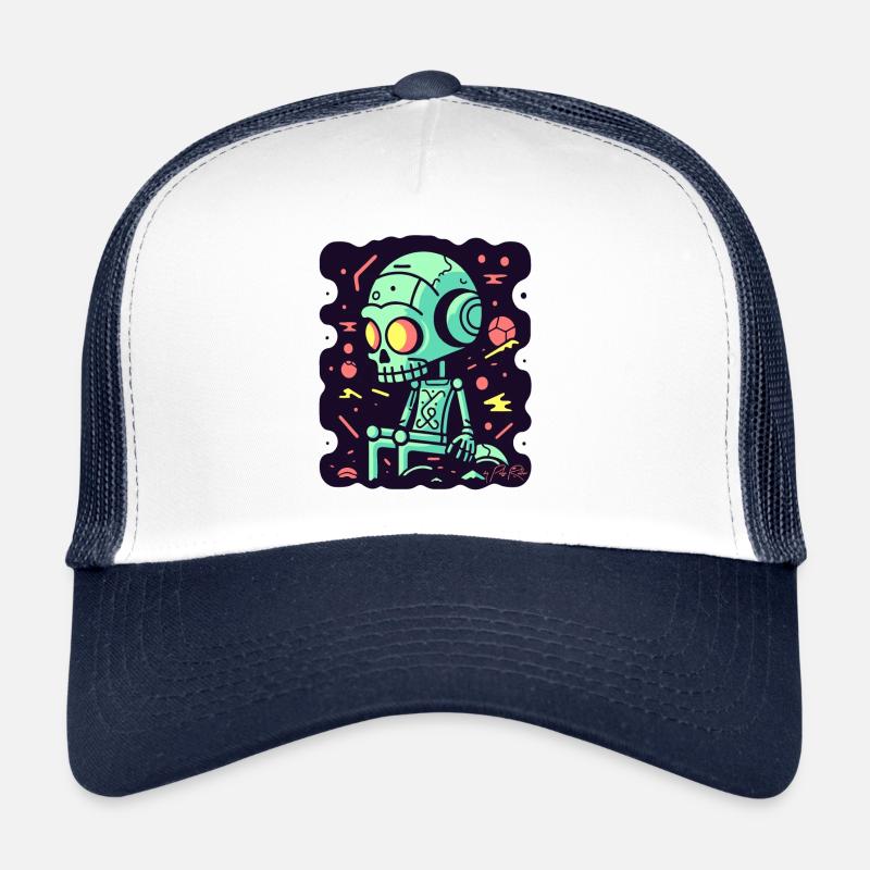 Cartoon-Roboter im Weltraum: Überdenken Trucker Cap
