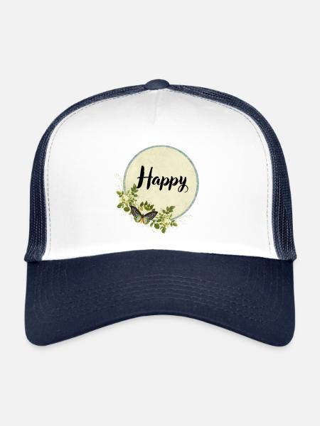 Happy Butterfly - Trucker Cap - white/navy - Front
