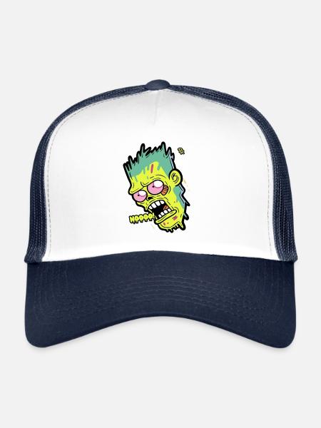 Cartoon Zombie Dit Non - Casquette trucker  - blanc/marine - Devant