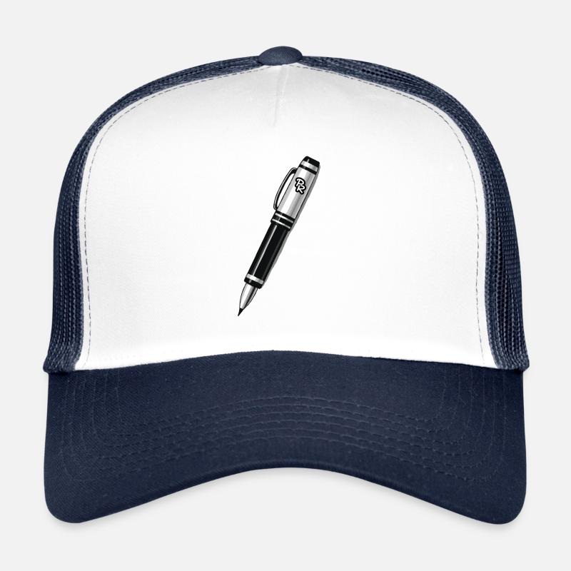 Un stylo à bille - Casquette trucker - blanc/marine