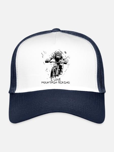 Cool Yeti, j’adore le VTT - Casquette trucker  - blanc/marine - Devant