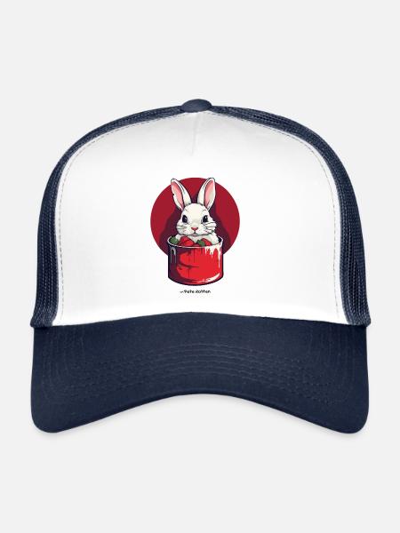 Lapin dans une boîte de conserve - Casquette trucker  - blanc/marine - Devant