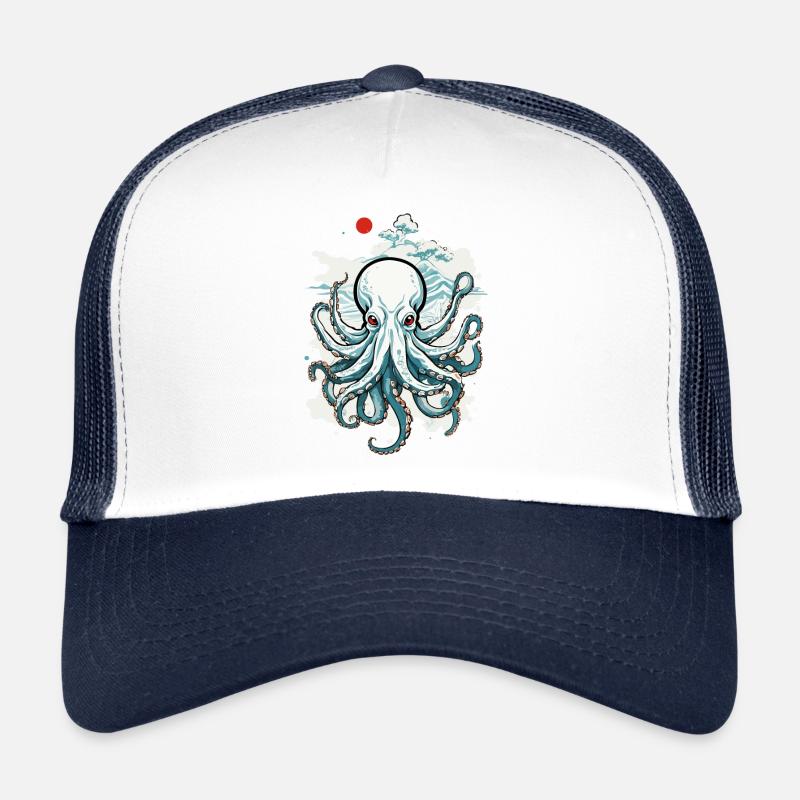 Japanese Octopus Octopus Ukiyo-E Sea Art Trucker Cap