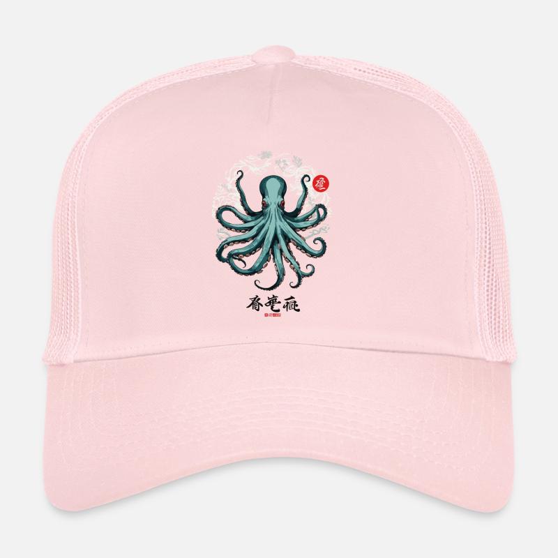 Conception d’affiche japonaise Octopus Ukiyo-E Kanji Casquette trucker 