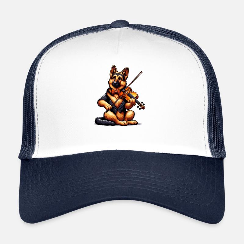 German Shepherd playing violin Trucker Cap