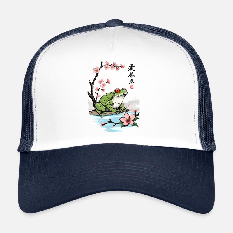 Vintage Ukiyo-E grenouille fleur de cerisier Design Casquette trucker 