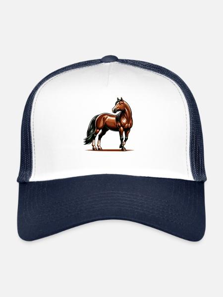 Brown Quarter Horse Design - Trucker Cap - white/navy - Front