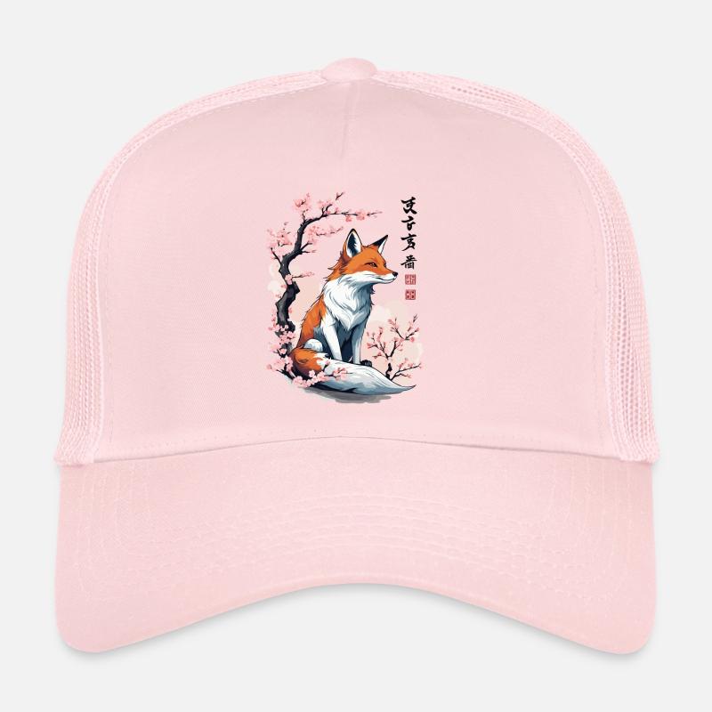 Magic Fox Cherry Blossoms Japan Kanji Design Trucker Cap