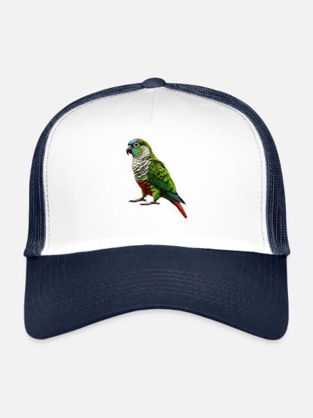 Green Cheeked Conure Drawing Conure Parrot - Trucker Cap - white/navy - Front