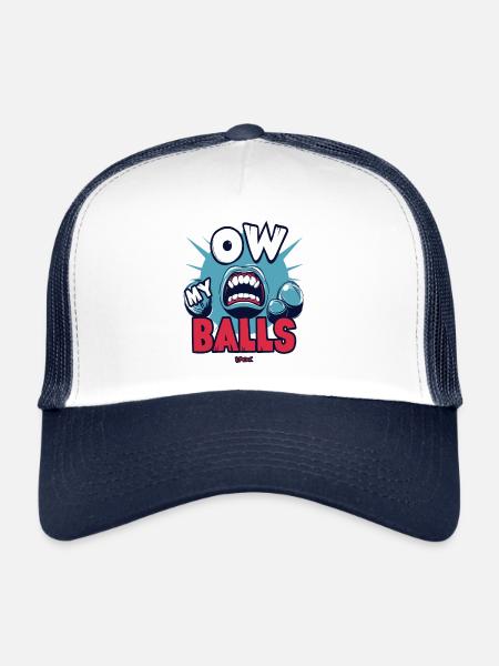 ow my balls! Oh my balls! - Trucker Cap - white/navy - Front