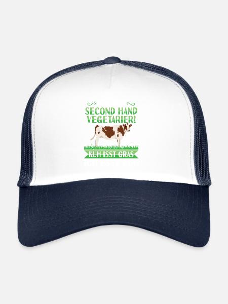 Funny Cow Grill Shirt Second Hand Vegetarian - Trucker Cap - white/navy - Front