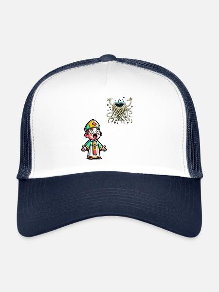 Drôle athée Noël volant Spaghetti Monster - Casquette trucker  - blanc/marine - Devant