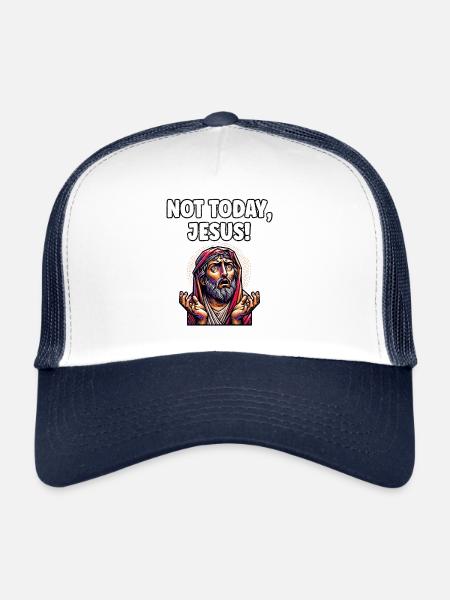 Drôle Anti Religion Athée Agnostique - Casquette trucker  - blanc/marine - Devant