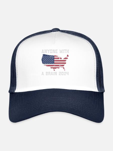 2024 Brain Vote Democracy Anti- Tee - Trucker Cap - white/navy - Front