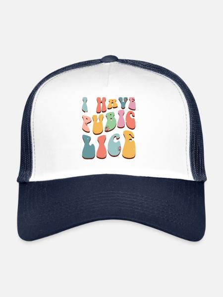 Rainbow Ironic pubic lice humor clothing - Trucker Cap - white/navy - Front